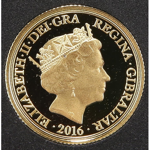 372 - Gibraltar, 2016 gold proof guinea, 8.35g .916/22 carat gold. Elizabeth II 90th and Prince Philip 95t... 