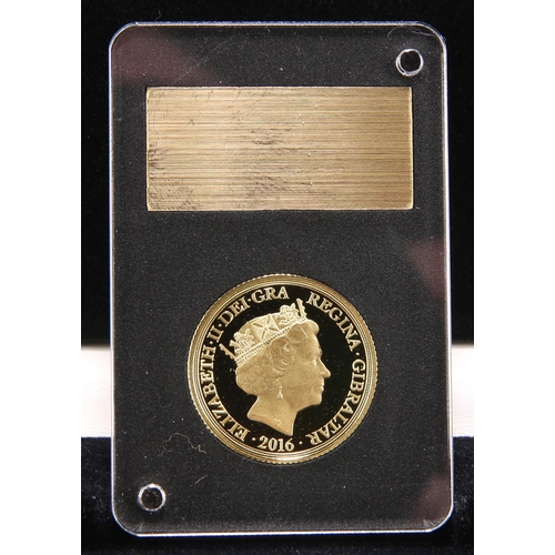 372 - Gibraltar, 2016 gold proof guinea, 8.35g .916/22 carat gold. Elizabeth II 90th and Prince Philip 95t... 