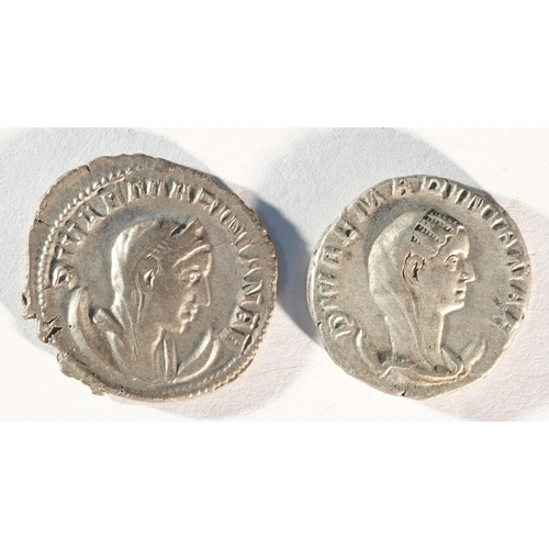 49 - 2x silver antoninianii of Mariniana (died before 253 CE), wife of Valerian I consisting of CONSECRAT... 