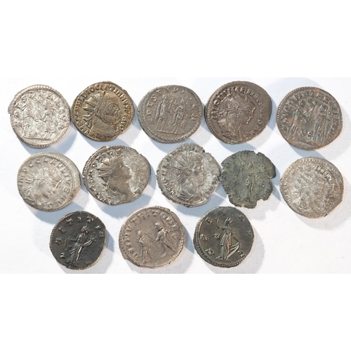 63 - 13x billon antoninianii consisting of: 3x Saloninus (258 - 260 CE) DII NVTRITORES, SPES PVBLICA, SPE... 