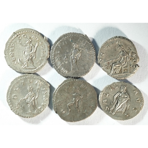 65 - 6x Postumus (260 - 269 CE) silver antoninianii consisting of: MINER FAVTR, Minerva advancing left ho... 