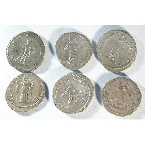 69 - 6x silver antoninianii of Postumus (260 - 269 CE) consisting of reverse types: HERC DEVSONIENSI, FID... 