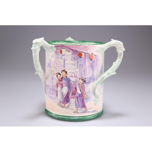 159 - A ROYAL BONN TYG, DATED 1903, hand-painted with Chinese children in the street, the three handles of... 