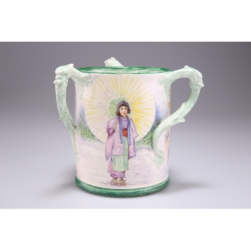 159 - A ROYAL BONN TYG, DATED 1903, hand-painted with Chinese children in the street, the three handles of... 