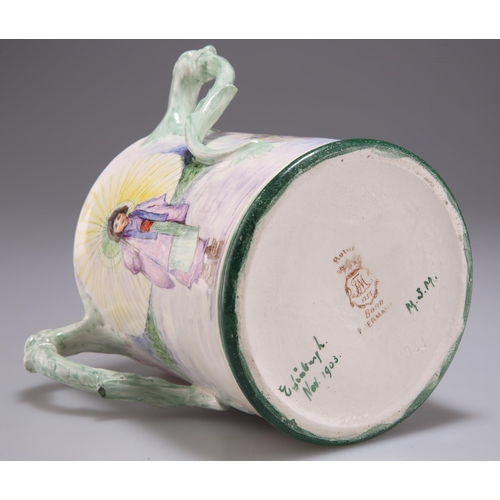 159 - A ROYAL BONN TYG, DATED 1903, hand-painted with Chinese children in the street, the three handles of... 