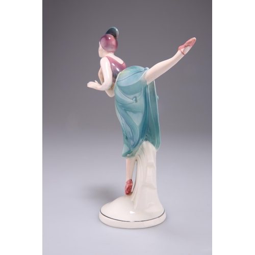 188 - A KATZHUTTE POTTERY FIGURE OF A DANCER, on a domed circular base, green printed factory mark. 18.5cm... 