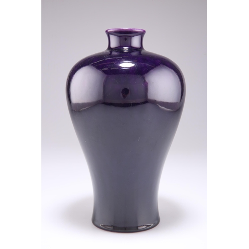 203 - A CHINESE AUBERGINE MEIPING, QING DYNASTY, 18TH/19TH CENTURY, the waisted body rising from a gently ... 