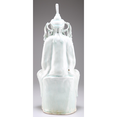 271 - A CHINESE LARGE CELADON-GLAZED FIGURE OF GUANYIN. 37.5cm high