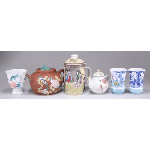 274 - A GROUP OF CHINESE CERAMICS, including a Yixing teapot, a pair of 'boys' vases, etc. (6) Boys vases ... 