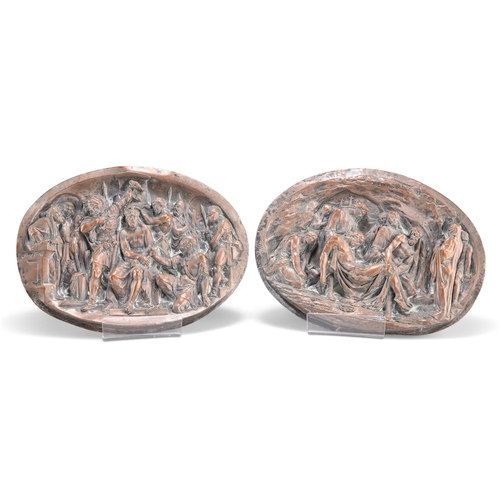 351 - A PAIR OF OVAL ELECTROTYPE CASTINGS, 19TH CENTURY, probably by Elkington, each signed 'Justin', one ... 