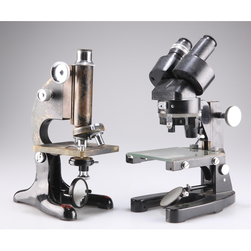 480 - A BINOCULAR MICROSCOPE, BY COOKE, TROUGHTON & SIMMS LTD, YORK, no. M604042, in wooden case; together... 