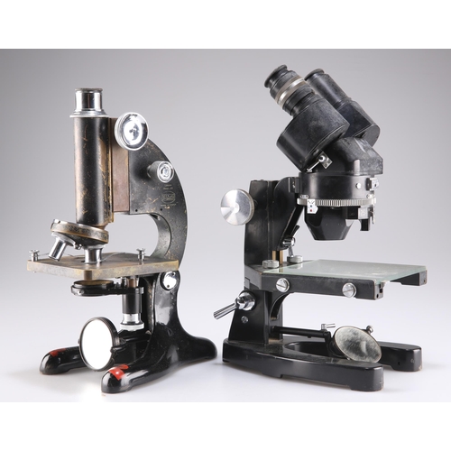 480 - A BINOCULAR MICROSCOPE, BY COOKE, TROUGHTON & SIMMS LTD, YORK, no. M604042, in wooden case; together... 