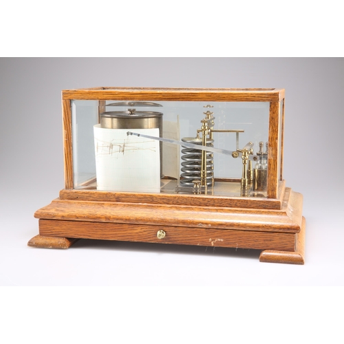 483 - AN EARLY 20TH CENTURY OAK CASED BAROGRAPH, with base drawer and Aspec movement. 37.5cm wide