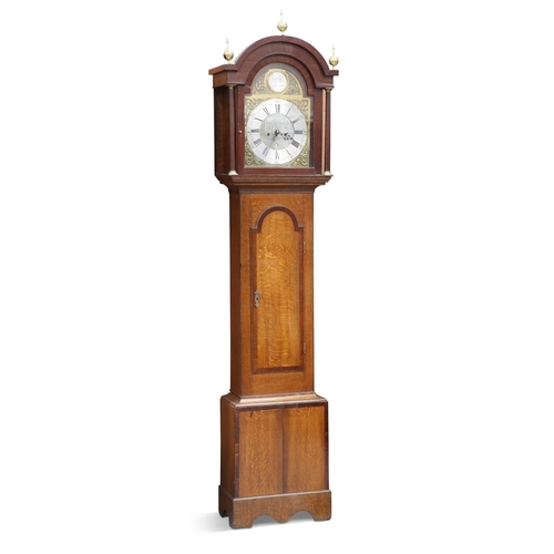 490 - A GEORGE III MAHOGANY CROSSBANDED OAK EIGHT-DAY LONGCASE CLOCK, signed G. Miller, Gateshead, the 12¾... 