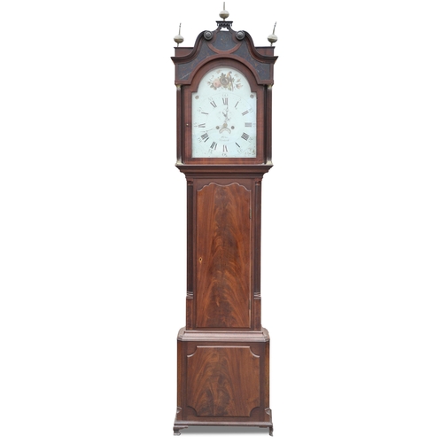 491 - A GEORGE III MAHOGANY EIGHT-DAY LONGCASE CLOCK, SIGNED WALKER, NANTWICH, the 13½-inch painted break-... 