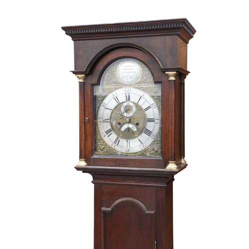 494 - AN 18TH CENTURY OAK EIGHT-DAY LONGCASE CLOCK, signed William Yeoman, Gisbrough (Guisborough), the 12... 