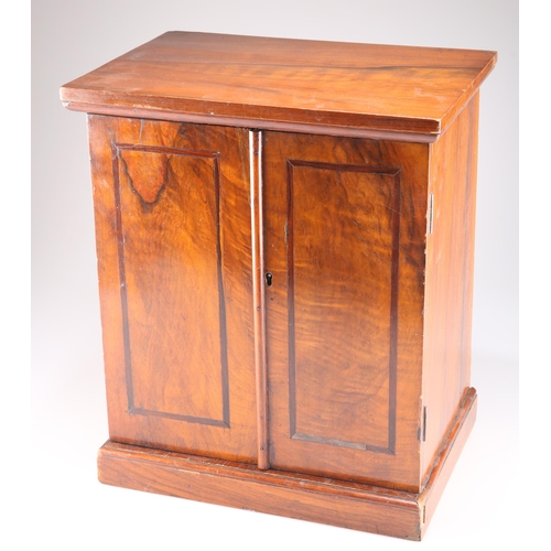 508A - A VICTORIAN WALNUT COIN COLLECTORS CABINET, SIGNED M. JEWELL, 385 OXFORD ST, LONDON, the pair of doo... 