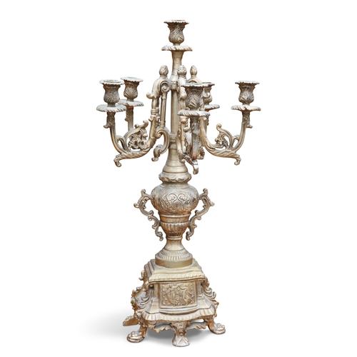 517 - A PERIOD STYLE LARGE GILT-COMPOSITION CANDELABRUM, of five branch design. 63cm high