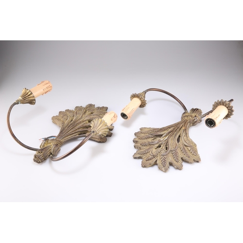 531 - A PAIR OF COMPOSITION TWO-LIGHT WALL SCONCES.(2)  30cm high