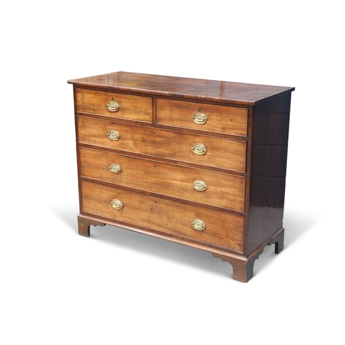 563 - A GEORGE III MAHOGANY CHEST OF DRAWERS, the rectangular top above two short over three long graduate... 