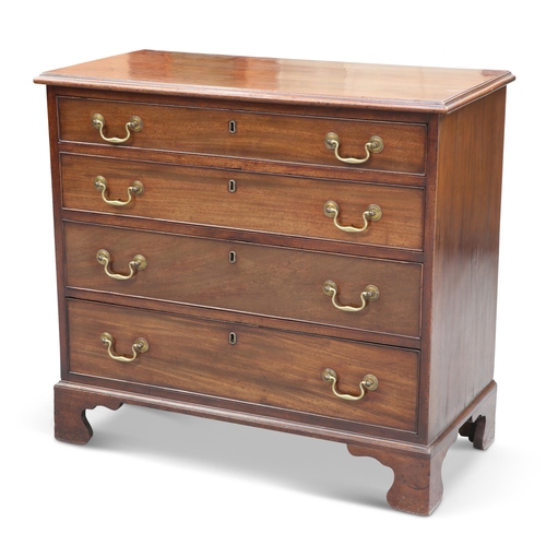 574 - A GEORGE III MAHOGANY CHEST OF DRAWERS, the moulded rectangular top above four long graduated drawer... 