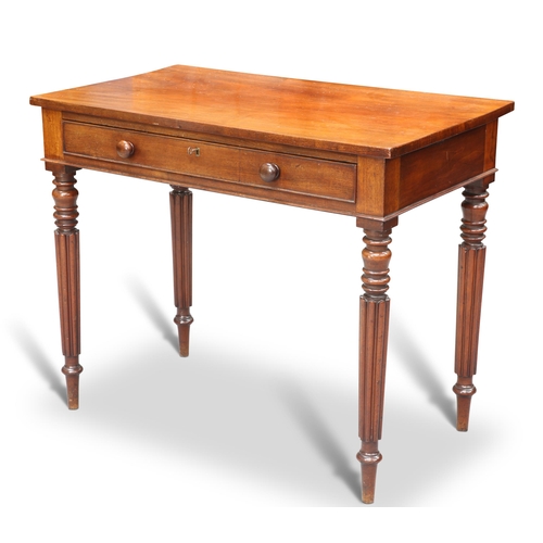 645 - A VICTORIAN MAHOGANY HALL TABLE, MID-19TH CENTURY, with rectangular top above a frieze drawer with t... 