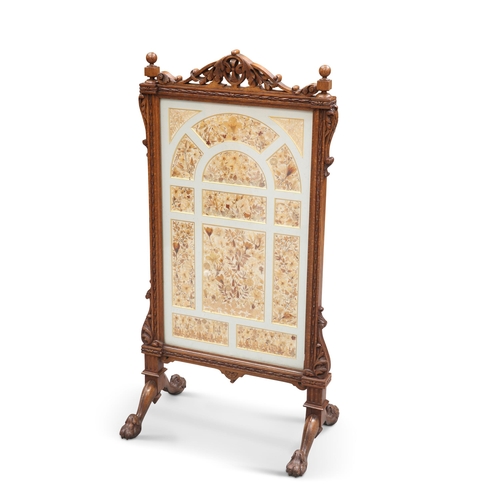 667 - ATTRIBUTED TO GILLOWS, A VICTORIAN OAK COUNTRY HOUSE FIRESCREEN, with pierced and carved foliate cre... 