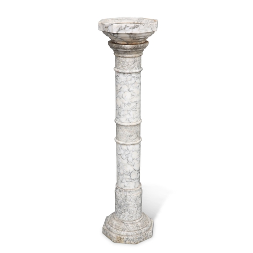 699 - A LATE 19TH CENTURY MARBLE COLUMNAR PEDESTAL, with octagonal top and base. 108.5cm high