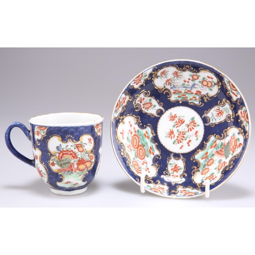 75 - A WORCESTER KAKIEMON COFFEE CUP AND SAUCER, CIRCA 1770-1775, decorated in the 'Kakiemon' pattern wit... 