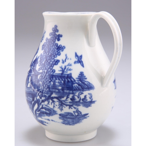 96 - A WORCESTER SPARROW-BEAK CREAM JUG, CIRCA 1780, underglaze blue printed with the 'Argument' pattern,... 