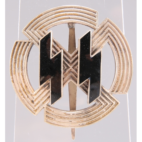 418 - A GERMAN WAFFEN SS BREAST BADGE, by Richard Sieper & Söhne, Lüdenscheid, the black enamelled 'SS' in... 