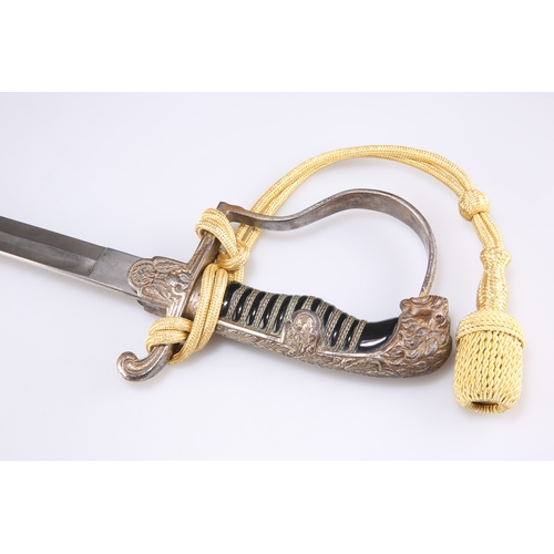 424 - A GERMAN INFANTRY OFFICER'S PATTERN LION HEAD SWORD, the gilt hilt with Nazi insignia, the lion head... 