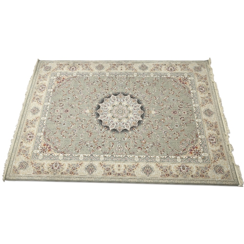 460 - A FINE IRANIAN CARPET, modern, the pale grey ground with bespoke floral background grid design overl... 