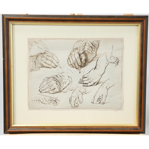 2010 - BRITISH SCHOOL (18TH CENTURY) HAND STUDIES Pen and Ink on paper
 (16cm x 20.5cm)... 