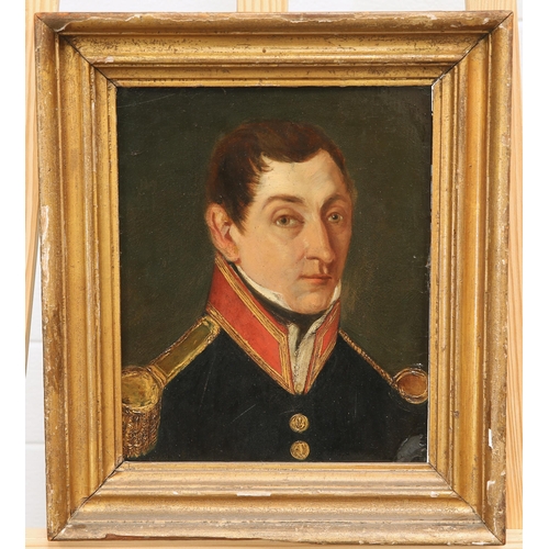 2034 - 19TH CENTURY EUROPEAN SCHOOL PORTRAIT OF AN OFFICER Oil on board
 (26.5cm x 21.5cm)... 