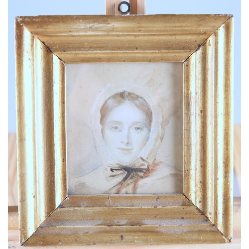 2039 - 19TH CENTURY ENGLISH SCHOOL PORTRAIT MINIATURE OF A LADY watercolour
 (9cm x 8cm)... 