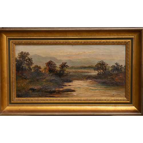 2045 - ATTRIBUTED TO JOHN WILSON EWBANK RSA (1799-1847) RIVER LANDSCAPE Signed
Oil on canvas(19cm x 40cm)... 