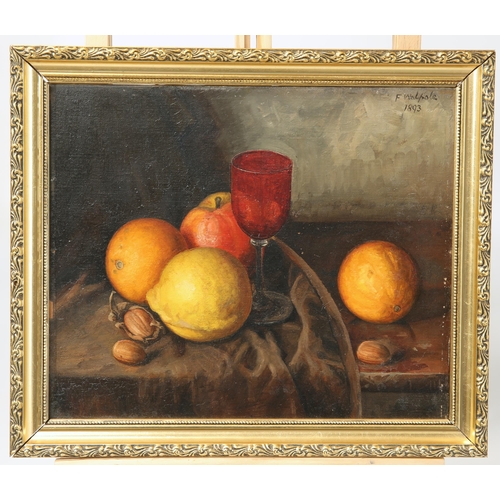 2059 - F WALPOLE (BRITISH 19TH CENTURY) PAIR OF STILL LIFES Signed and dated 1892 and 1893
Oil on canvas
 (... 