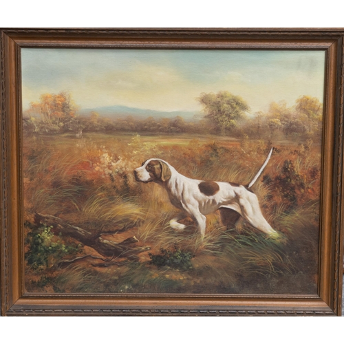 2063 - CLARE STOKES (MODERN) HOUND IN A LANDSCAPE Signed
Oil on canvas board(50cm x 60cm)... 