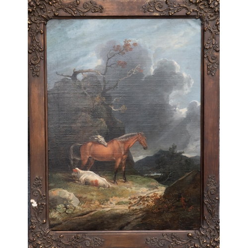 2068 - GEORGE ARNALD ARA (1763-1841) HORSES AND COW IN A STORMY LANDSCAPE Signed and dated 1805
Oil on canv... 