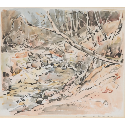 2081 - Y FRED LAWSON (1888-1968) A PAIR OF WATERCOLOURS OF STREAMS Signed and dated 1942
Watercolour
 (26cm... 