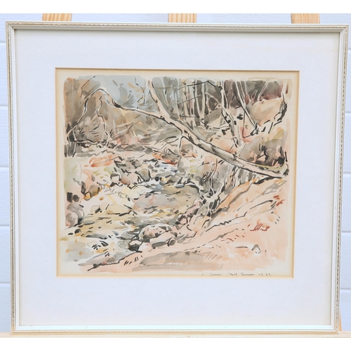 2081 - Y FRED LAWSON (1888-1968) A PAIR OF WATERCOLOURS OF STREAMS Signed and dated 1942
Watercolour
 (26cm... 