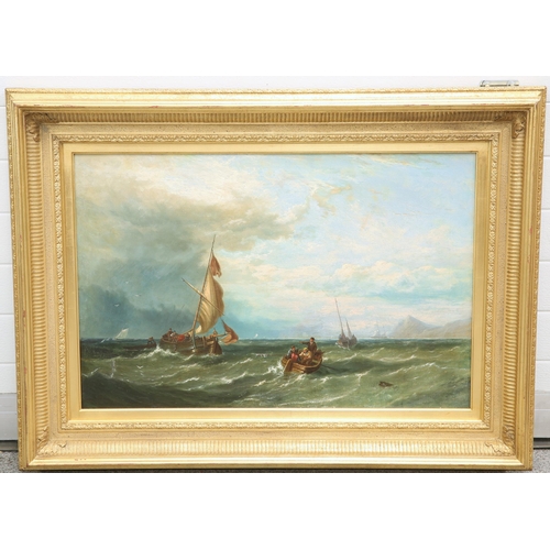 2095 - JOHN JAMES WILSON (1818-1875) OFF THE COAST Signed with monogram
Oil on canvas
 
 (49cm x 74.5cm)... 