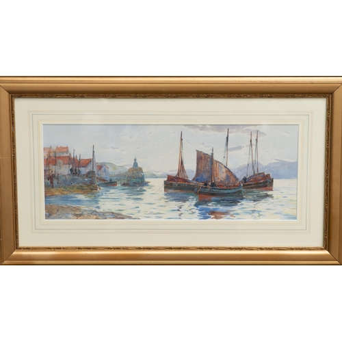 2097 - FRANK WILLIAM SCARBROUGH (1860-1939) SCOTTISH FISHING BOATS Signed lower left
Watercolour
 (16.5cm x... 