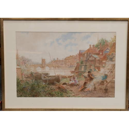 2098 - CHARLES GREGORY RWS (1849-1920) BOAT BUILDERS YARD, ST. IVES Signed
Watercolour
 (35cm x 53cm)... 