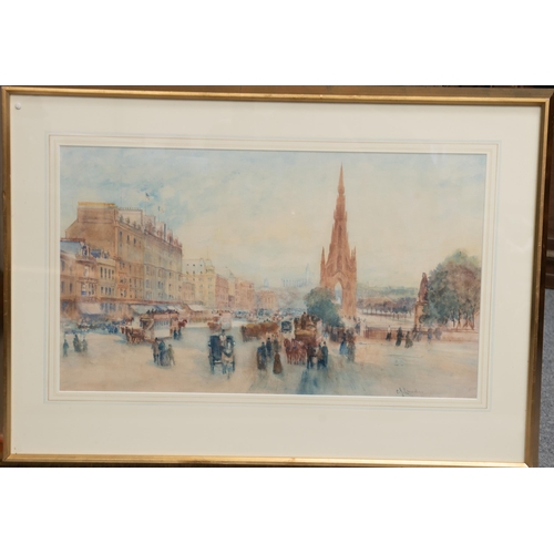 2106 - CHARLES JAMES LAUDER RSW (1840-1920) THE SCOTT MONUMENT AND PRINCES STREET, EDINBURGH Signed lower r... 