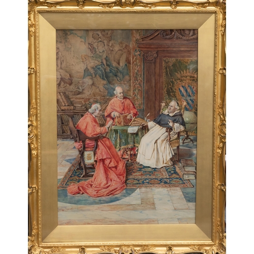 2111 - PIETRO PAVESI (ITALIAN 1844-1907) THE DISCUSSION Signed
Watercolour
 (73cm x 51cm)... 