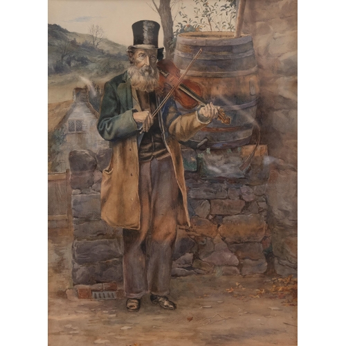 2113 - 19TH CENTURY ENGLISH SCHOOL THE FIDDLER Watercolour
 (67cm x 48.5cm)