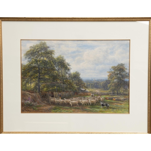 2114 - EDMUND GEORGE WARREN (1834-1909) MOVING THE FLOCK Signed
Watercolour
 (43cm x 63cm)... 