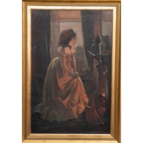 2123 - BRITISH SCHOOL (19TH/20TH CENTURY) WOMAN IN INTERIOR Oil on canvas(71cm x 46cm)